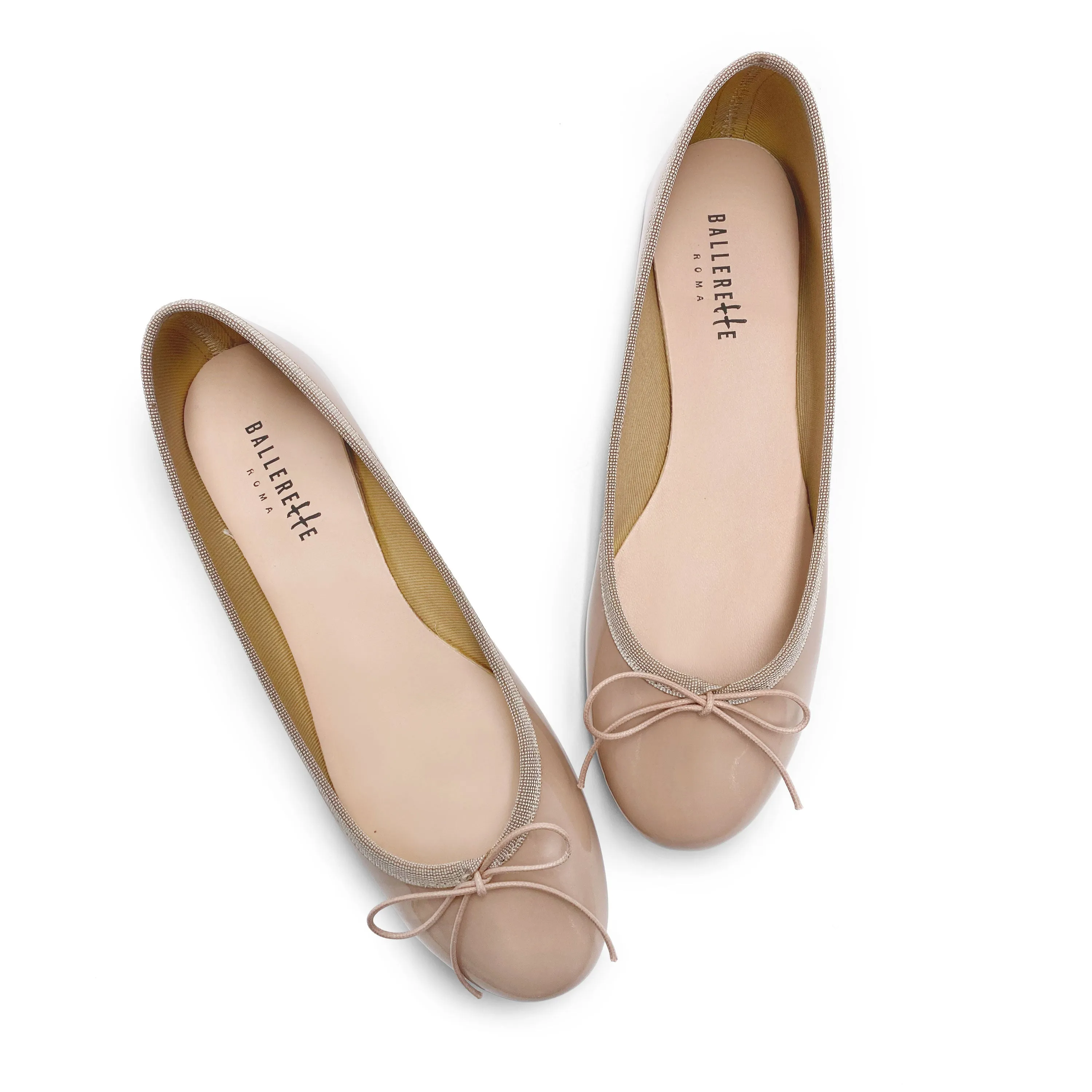 Blush pink patent leather ballet flats