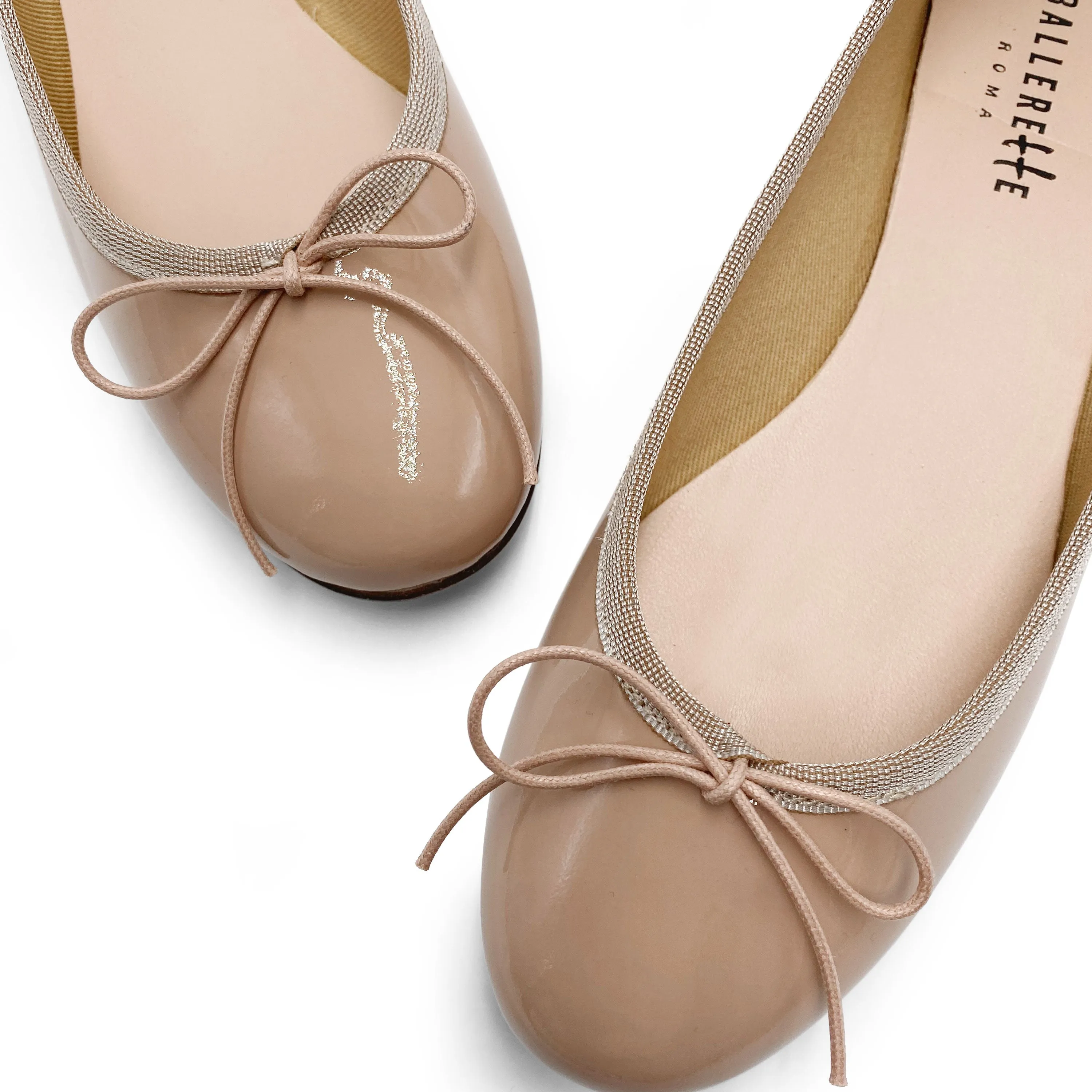 Blush pink patent leather ballet flats