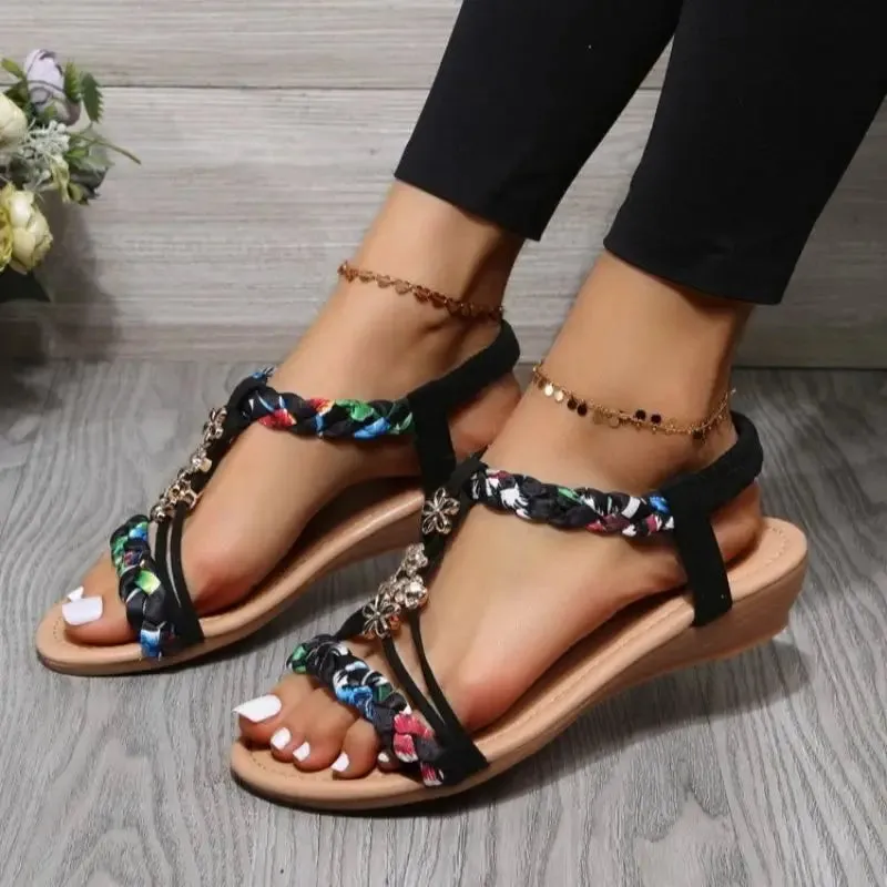 Braided Floral Sandals | Multicolored | Stylish and Comfortable