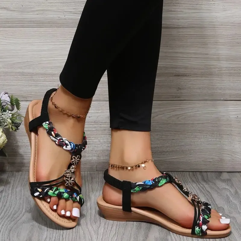 Braided Floral Sandals | Multicolored | Stylish and Comfortable