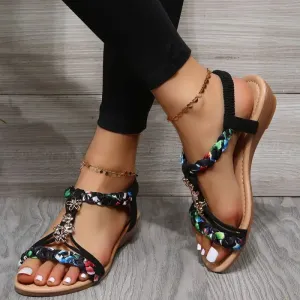 Braided Floral Sandals | Multicolored | Stylish and Comfortable