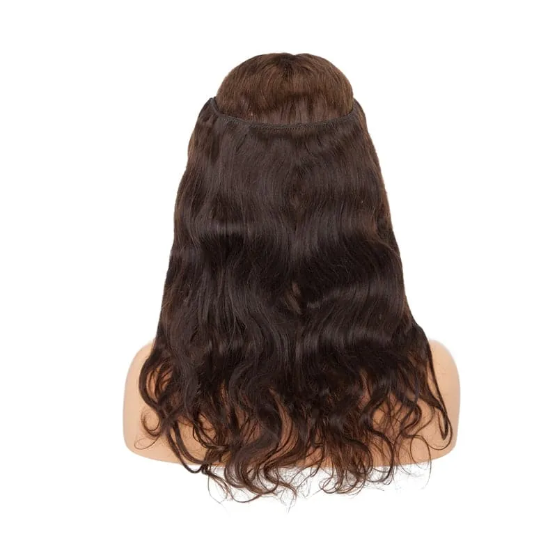 Brown Wavy Halo Human Hair Extension Light Volume