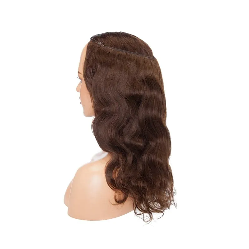 Brown Wavy Halo Human Hair Extension Light Volume