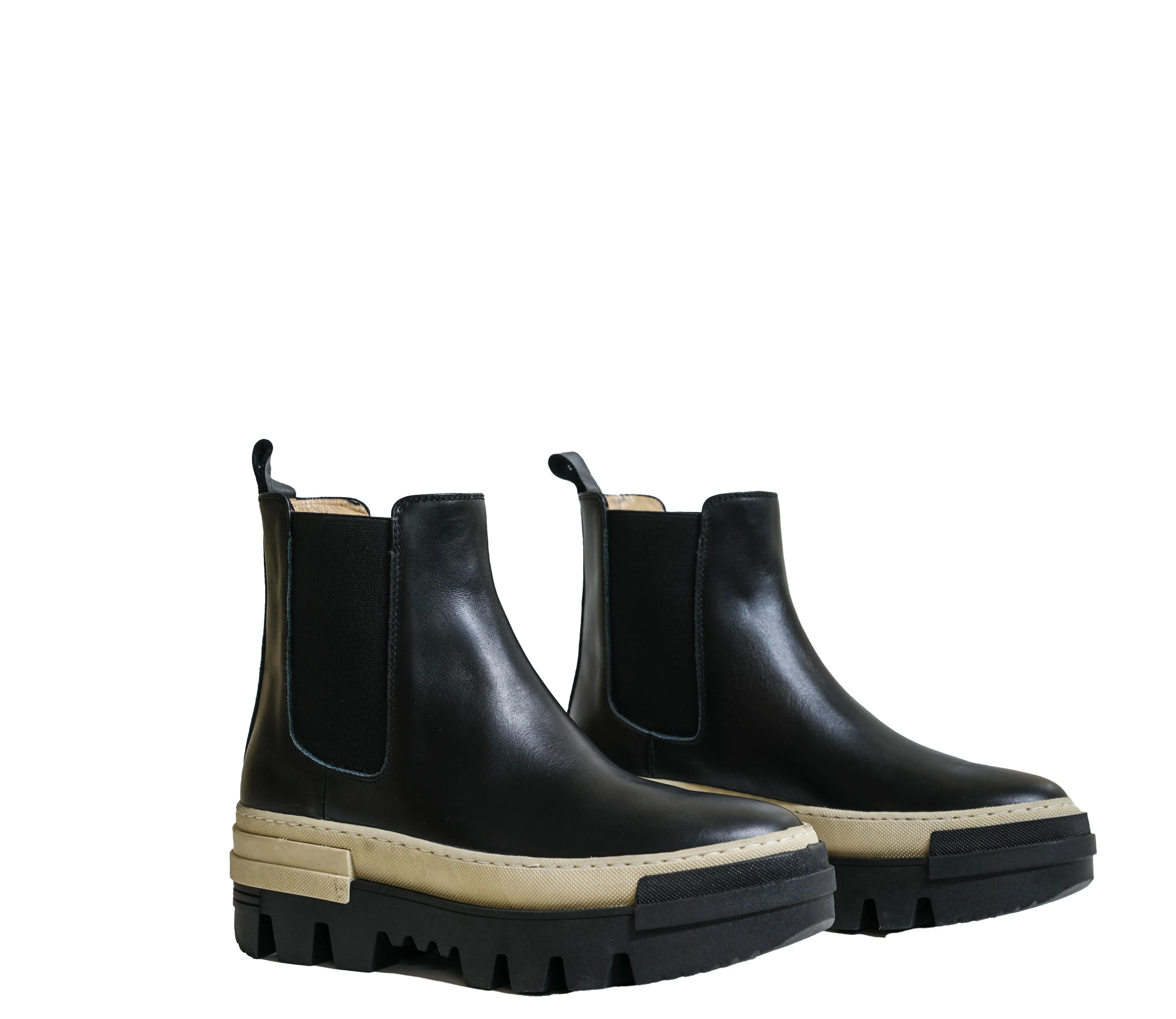 Bruglia Women’s Black and Beige Pull On Boot 8742 30% off