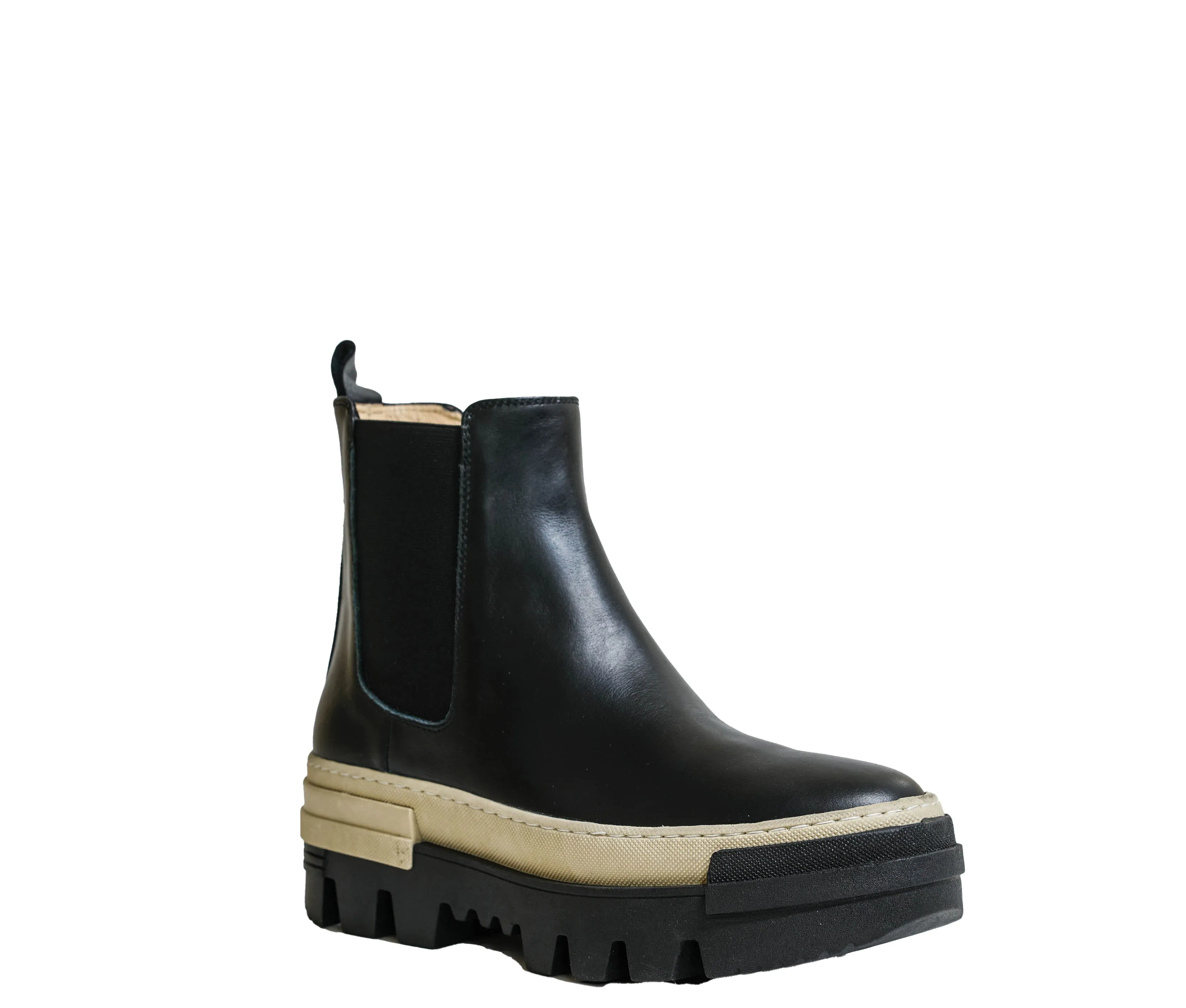Bruglia Women’s Black and Beige Pull On Boot 8742 30% off