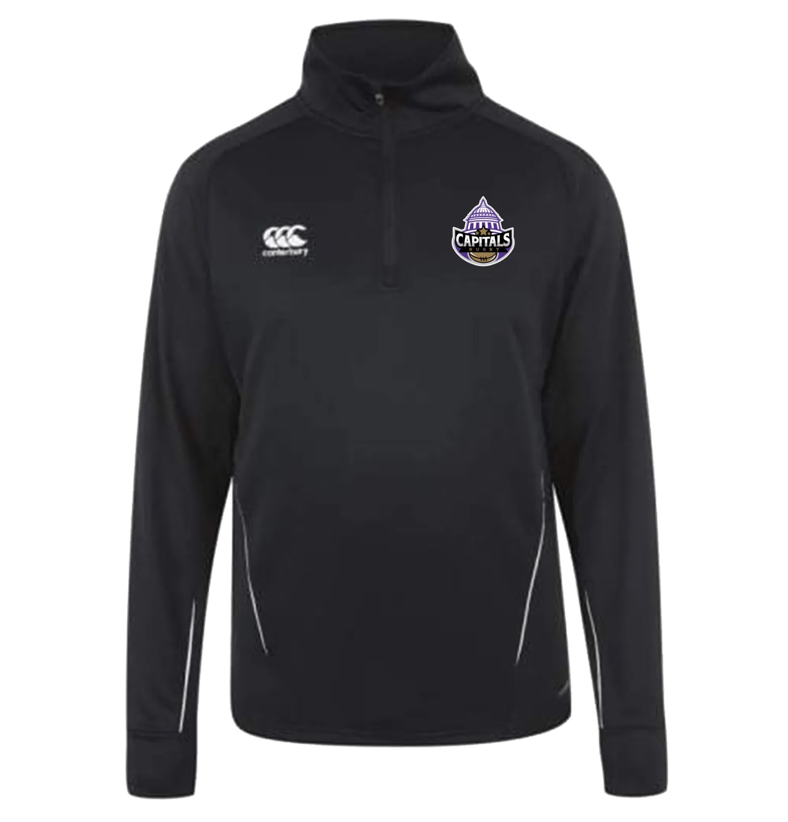 Capitals Rugby NC Canterbury Team 1/4 Zip Mid Layer Black Rugby Training Top