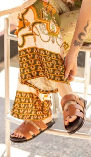 Caramel and Black Emi Sandals