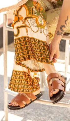 Caramel and Black Emi Sandals