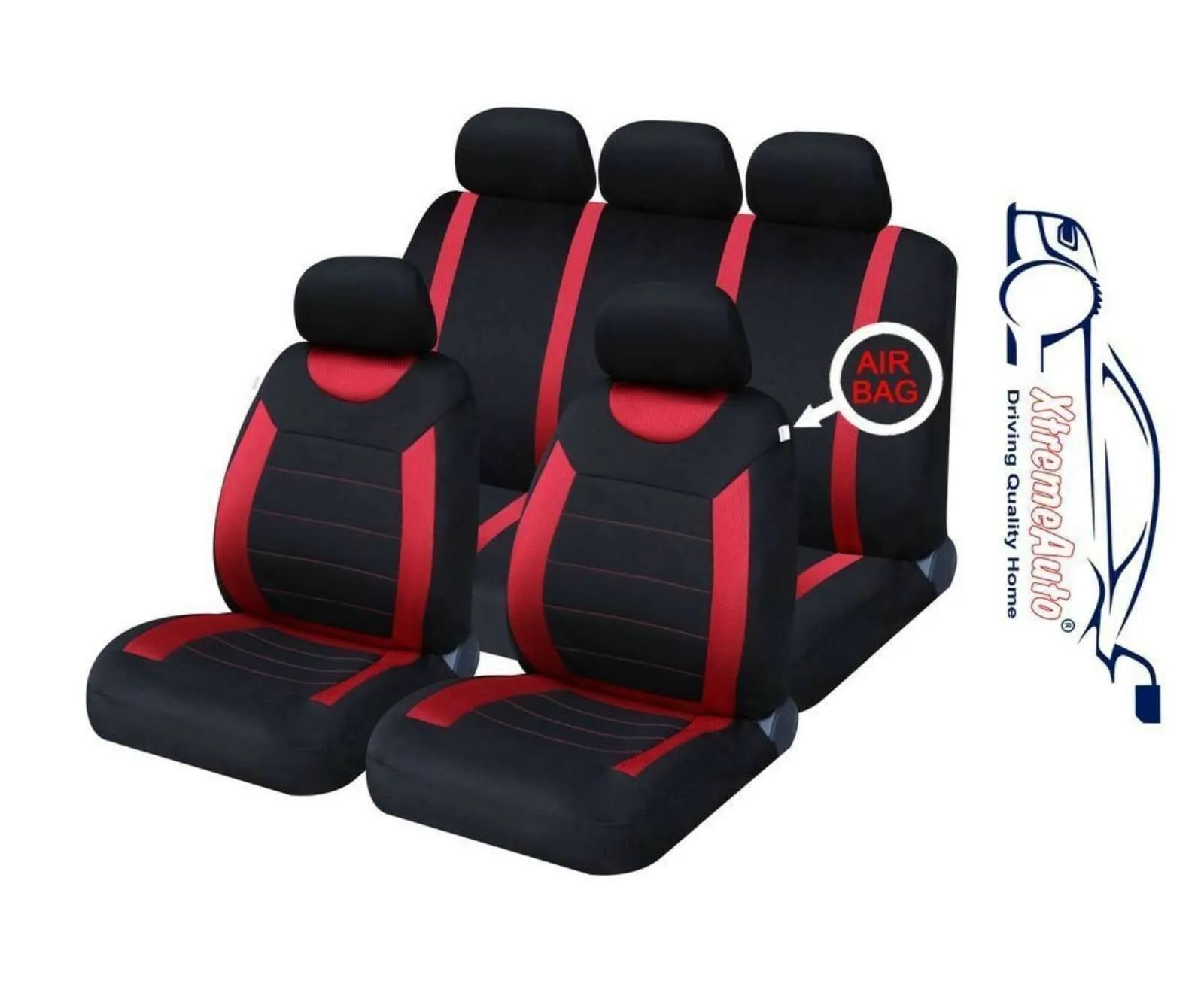 Carnaby Red Car Sport Seat Covers   Matching Carpet Mats & Steering Wheel Cover
