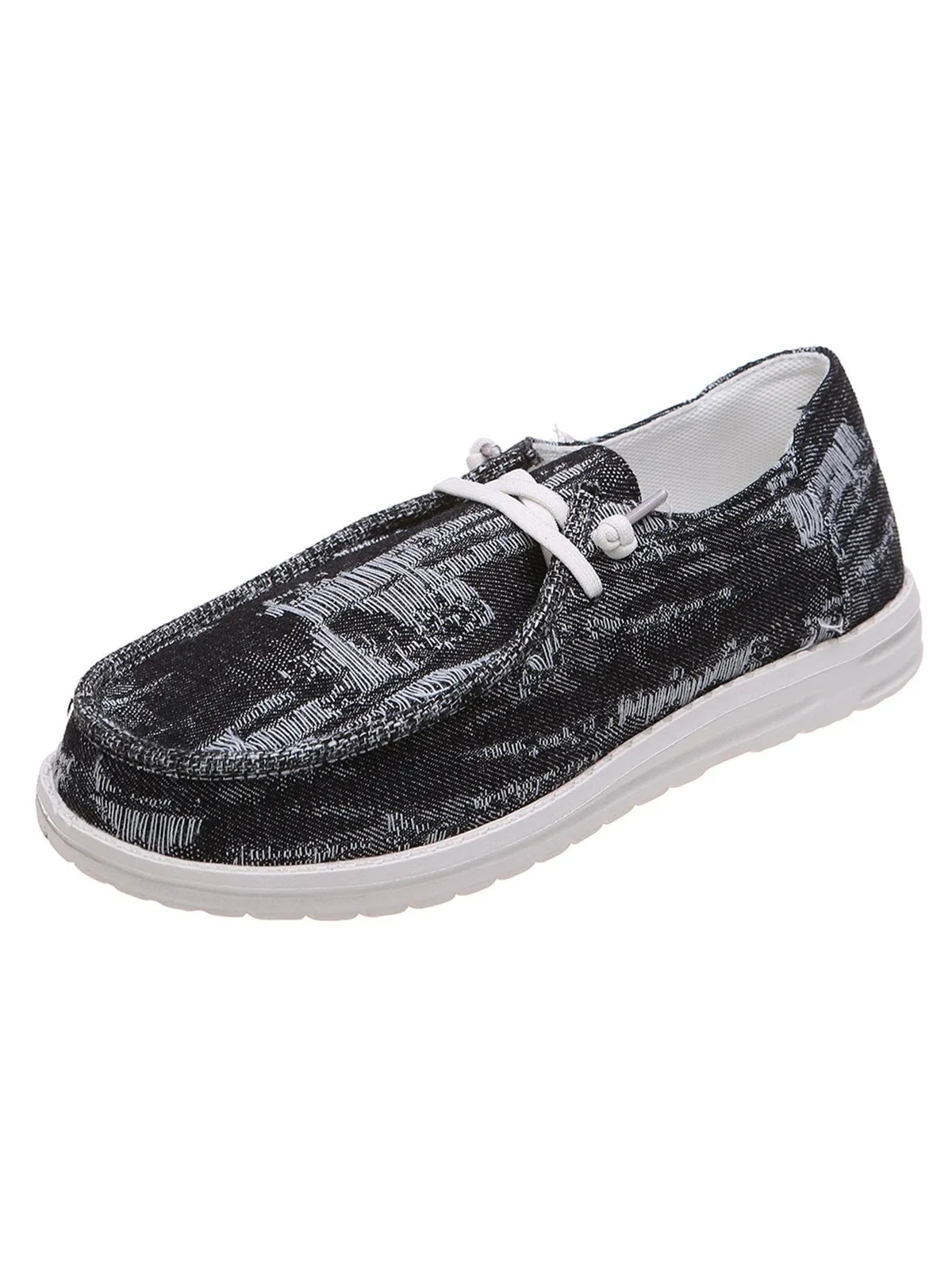 Casual Plain All Season Vacation Flat Heel Denim Fabric Lace-Up Lace Up Shoes Flats