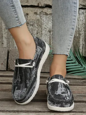 Casual Plain All Season Vacation Flat Heel Denim Fabric Lace-Up Lace Up Shoes Flats