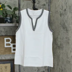 Charter Club Women's Sleeveless Split Neckline Pique Knit Top