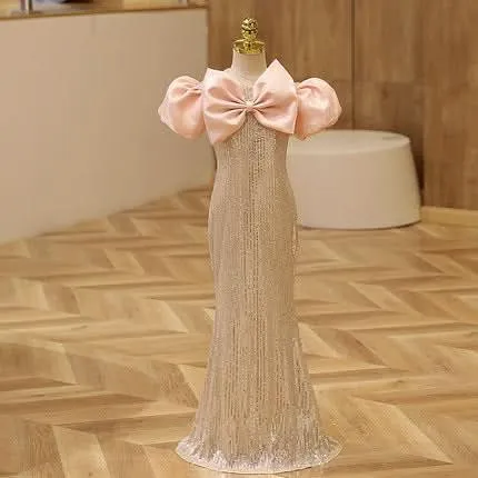 Children's dress fishtail dress wedding catwalk evening dress fashionable girl evening dress（复制）
