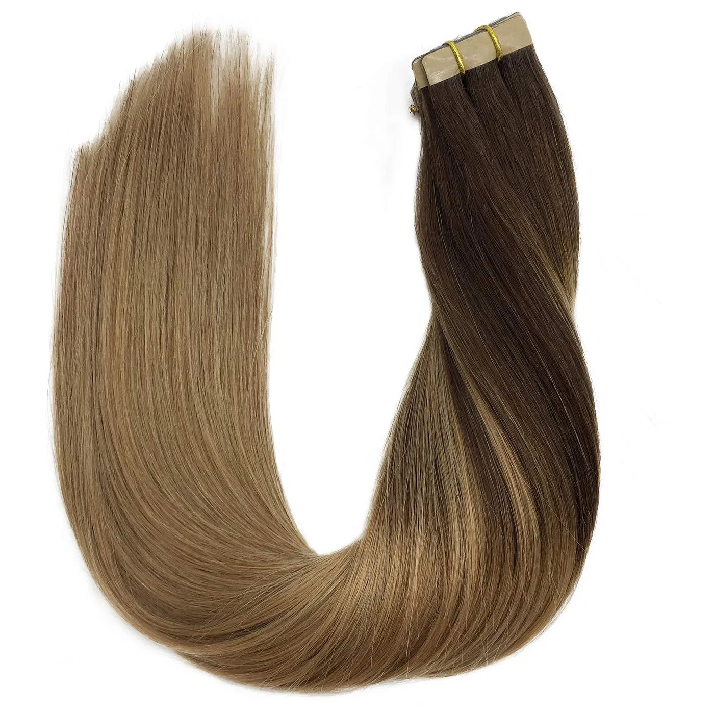 Chocolate Brown to Dirty Blonde 20pcs 50g Straight Tape in Hair Extensions