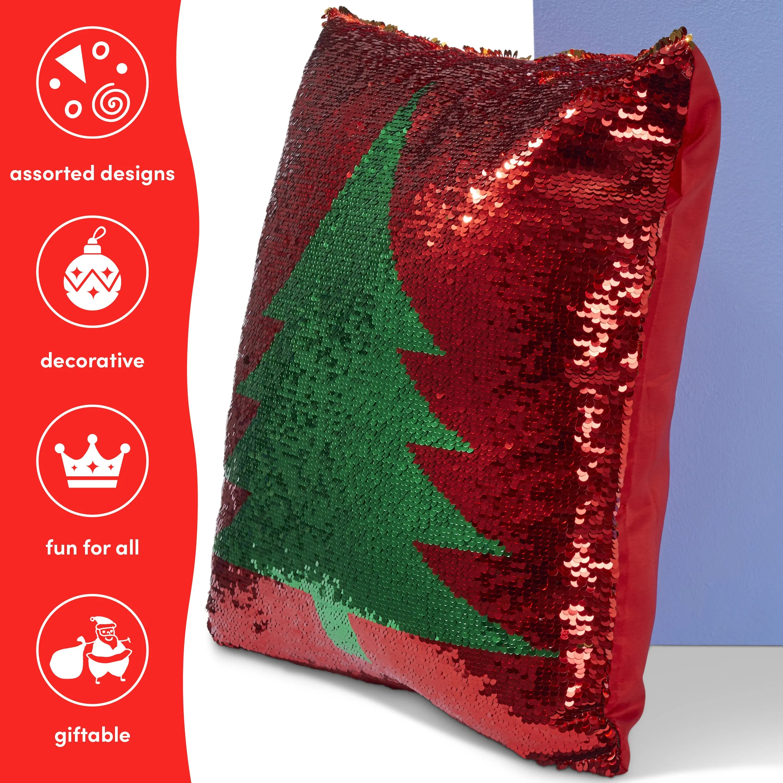 Christmas Tree Reversible Sequin Cushion Cover