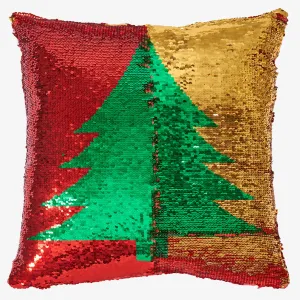 Christmas Tree Reversible Sequin Cushion Cover