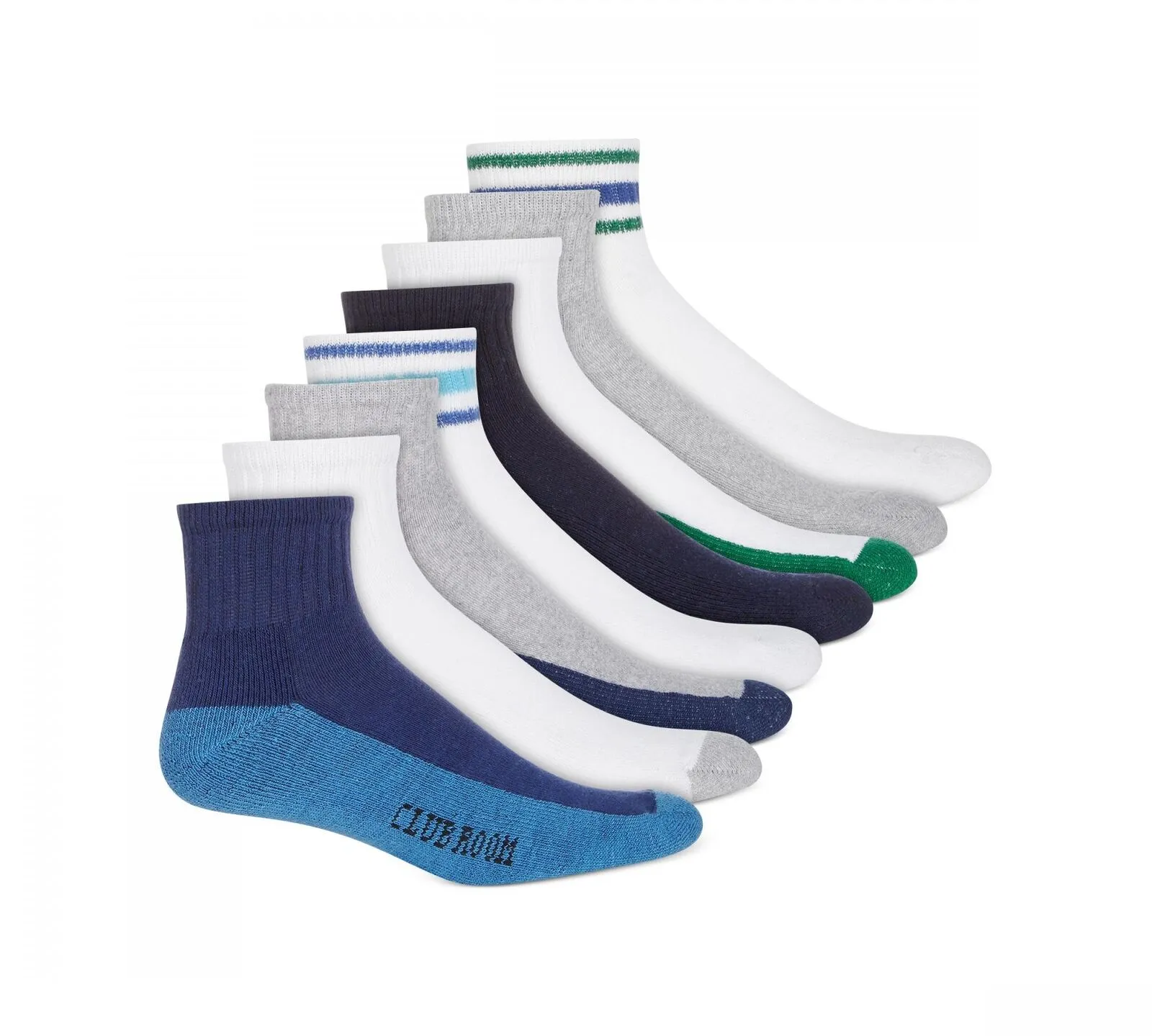 Club Room Men's Ankle Socks 7-Pack Pairs Green Multi 10-13