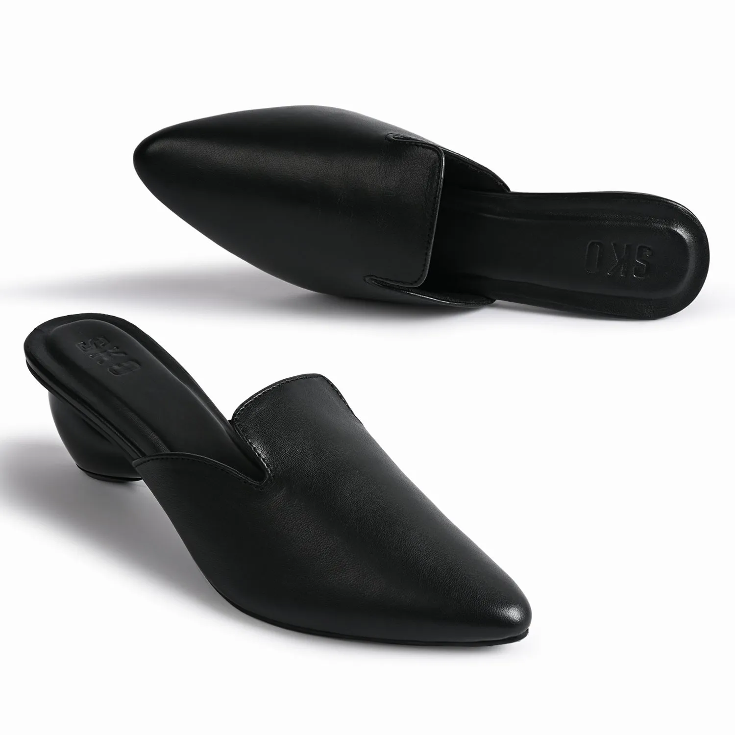 Cobble Black Mule Heels For Women