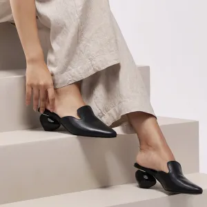 Cobble Black Mule Heels For Women