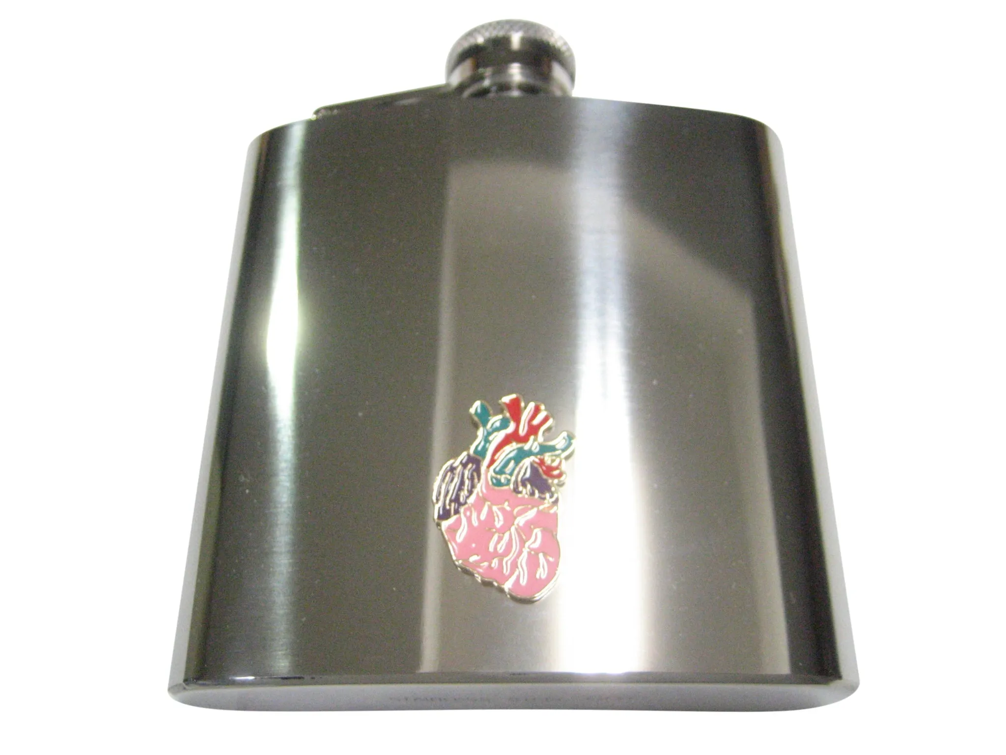 Colorful Flat Anatomical Heart 6oz Flask