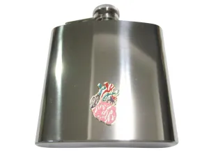Colorful Flat Anatomical Heart 6oz Flask