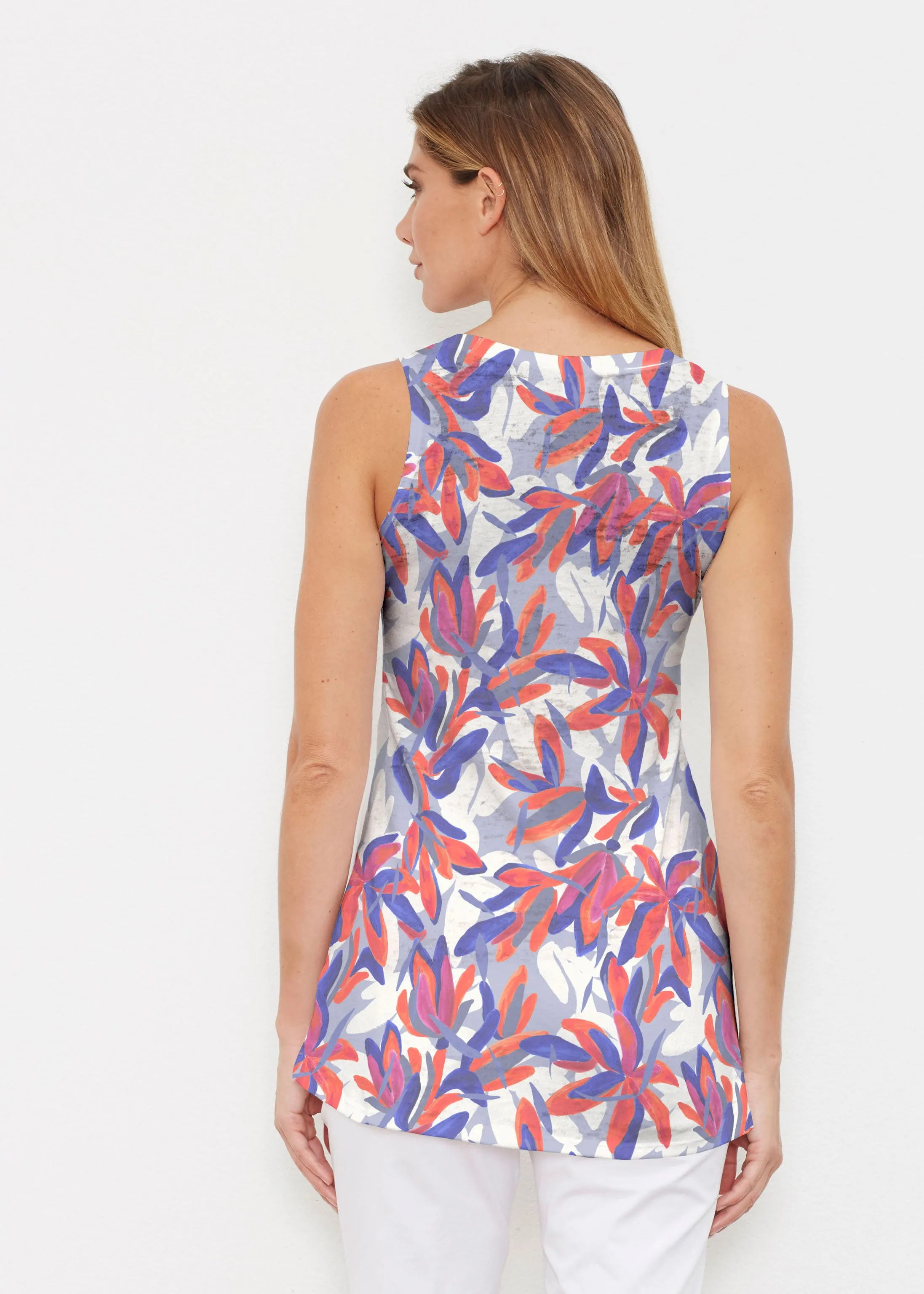 Colorful Palm Blue (7901) ~ High-low Tank