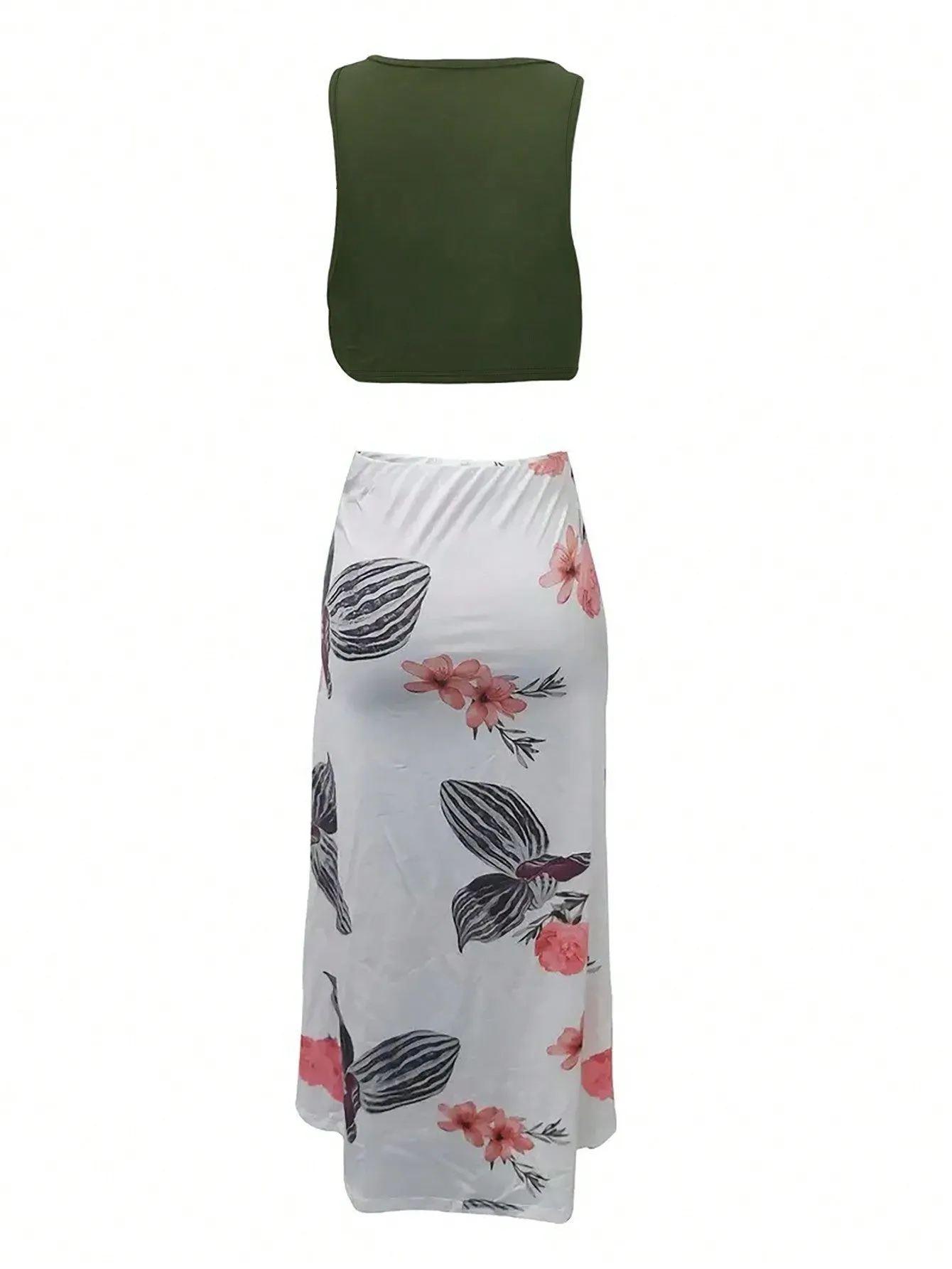 Conjunto De 2 Piezas Para Mujer - Chaleco y Falda Floral