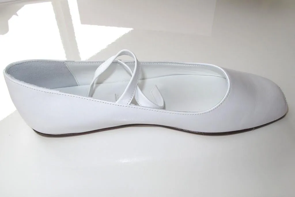 Courreges White Peep-toe Mary Jane Flat Women Shoes NIB!