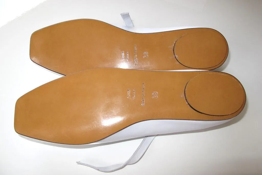 Courreges White Peep-toe Mary Jane Flat Women Shoes NIB!