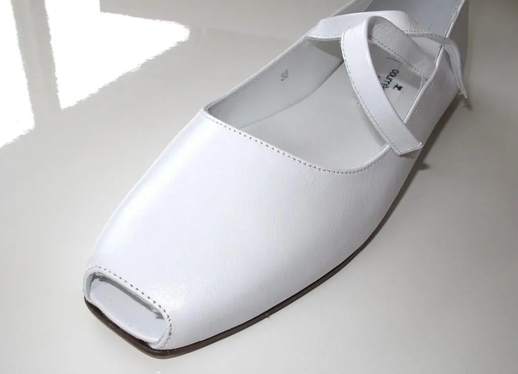 Courreges White Peep-toe Mary Jane Flat Women Shoes NIB!