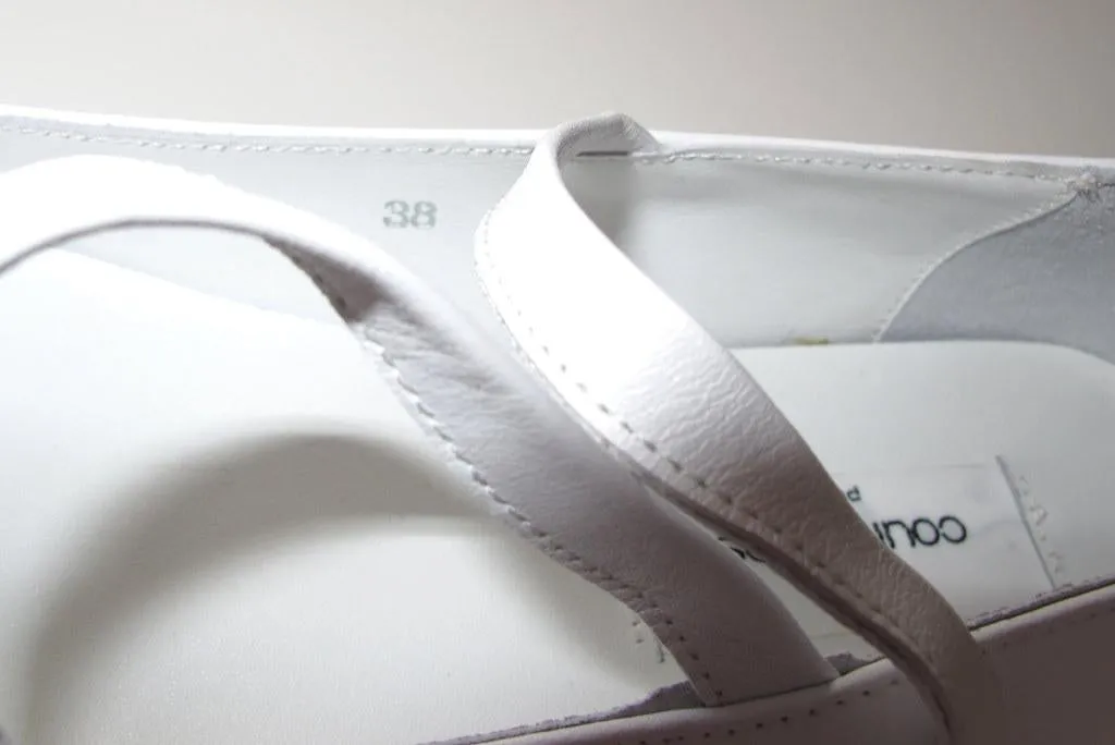 Courreges White Peep-toe Mary Jane Flat Women Shoes NIB!