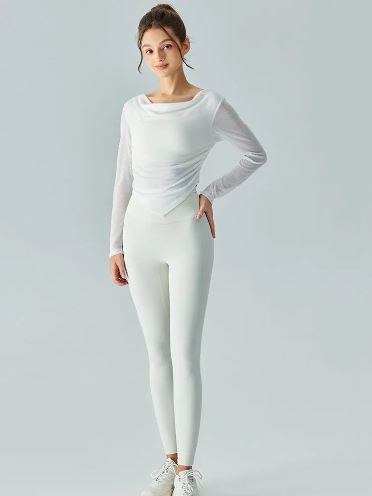 Cowl Neck Long Sleeve Sports Top