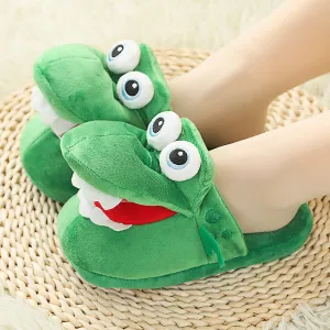 Crocodile Cotton Slippers Mouth Will Move Plush Cute Funny Indoor Winter Couple Soft bottom Plush Toys Indoor Slippers