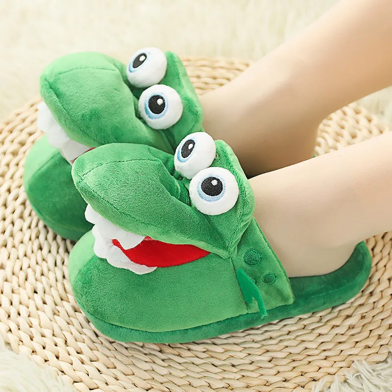 Crocodile Cotton Slippers Mouth Will Move Plush Cute Funny Indoor Winter Couple Soft bottom Plush Toys Indoor Slippers
