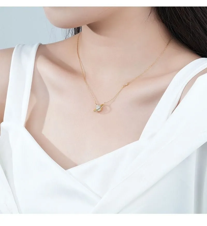 Dainty Crystal Celestial Planet Star Pendant Necklace