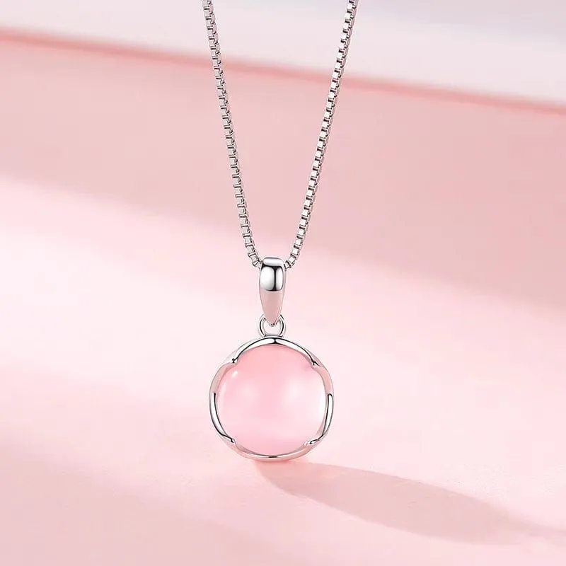Dainty Pink Crystal Pendant Necklace