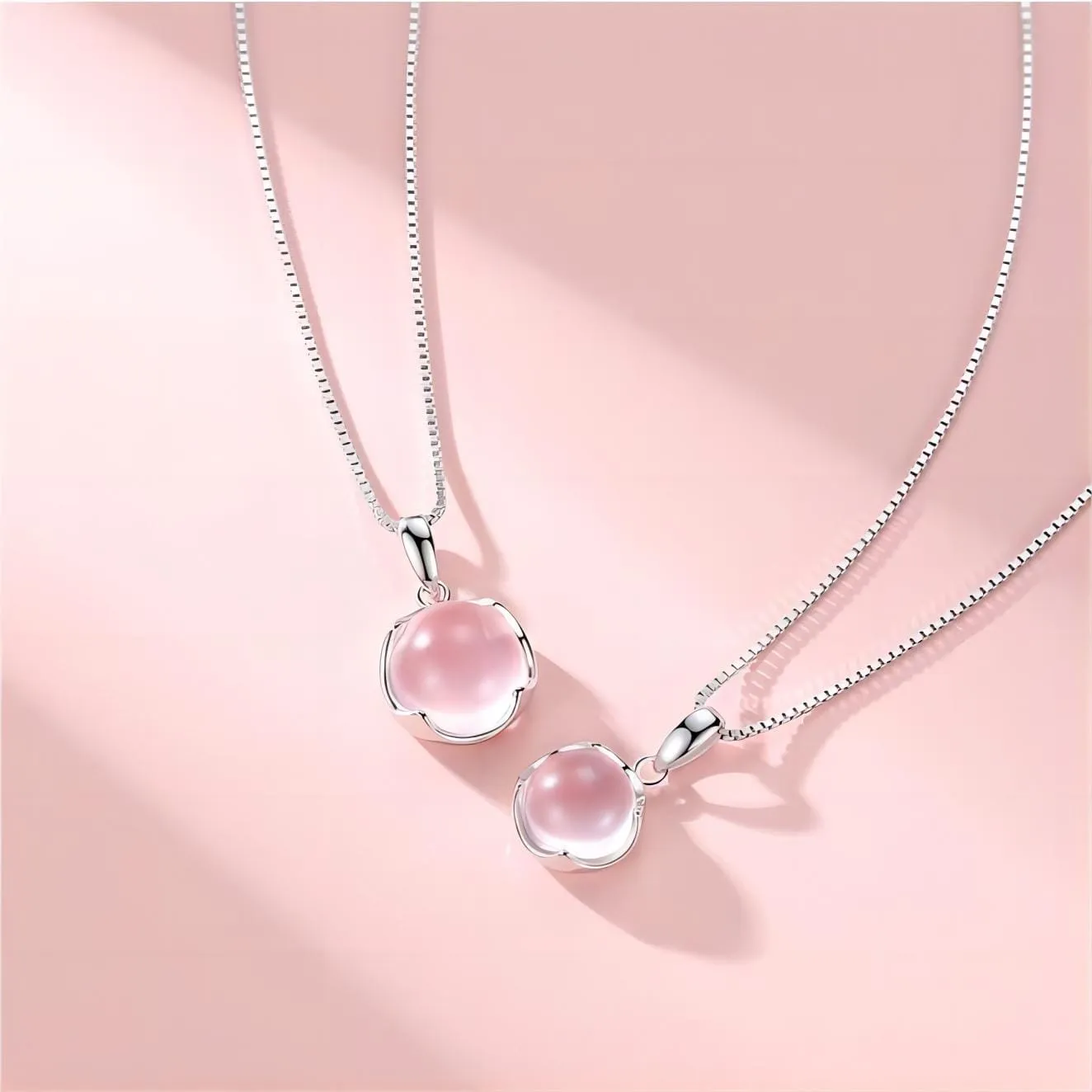 Dainty Pink Crystal Pendant Necklace