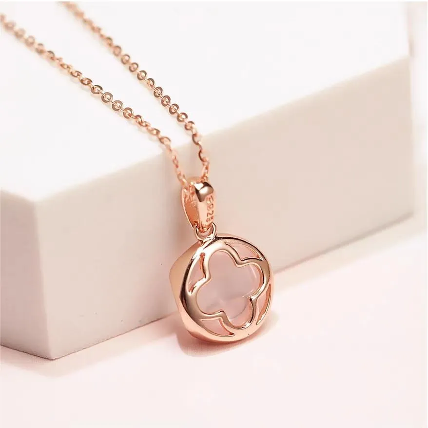 Dainty Pink Crystal Pendant Necklace