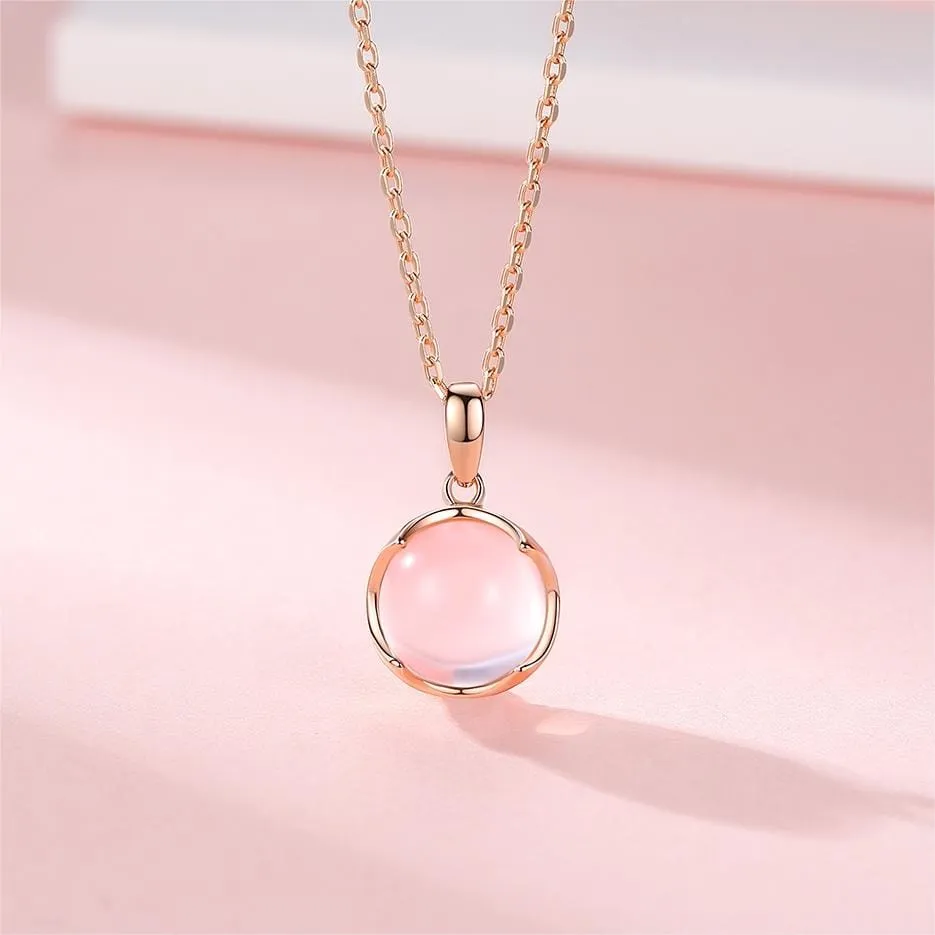 Dainty Pink Crystal Pendant Necklace