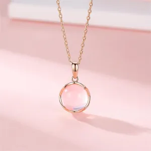 Dainty Pink Crystal Pendant Necklace