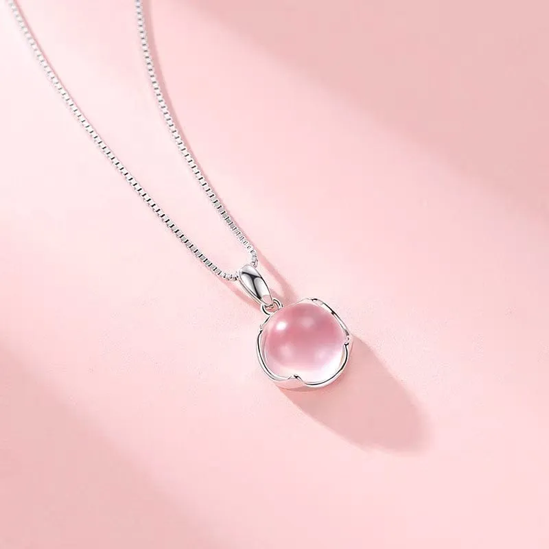 Dainty Pink Crystal Pendant Necklace