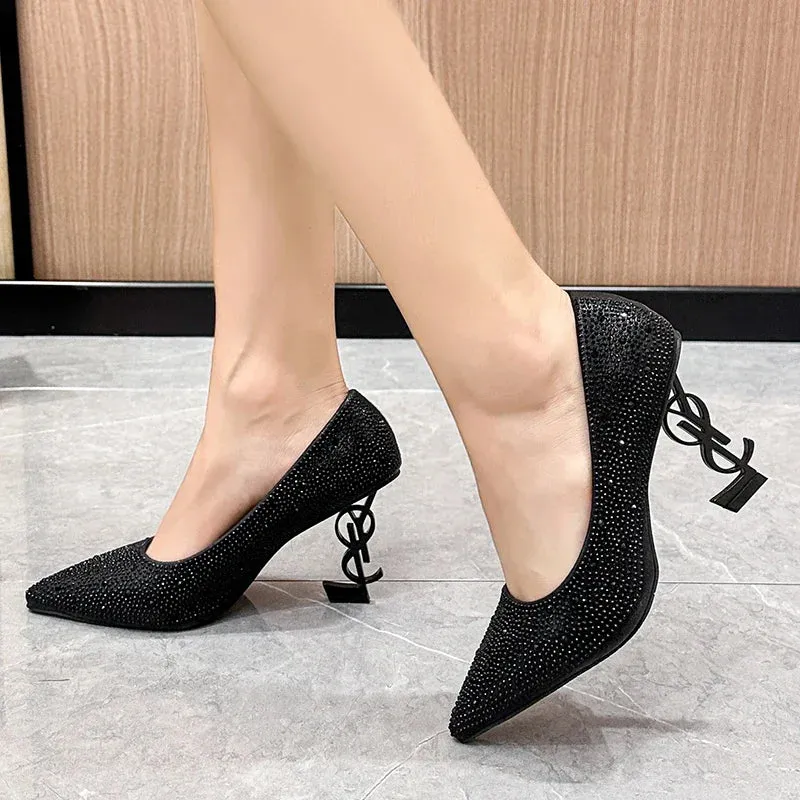 Design Metal Heel Patent Leather Sandals