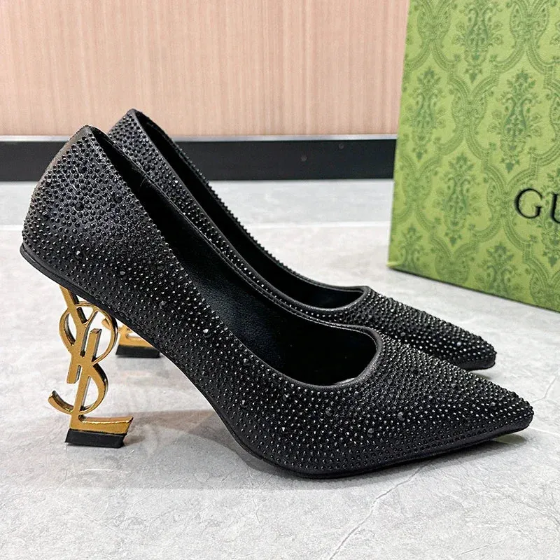 Design Metal Heel Patent Leather Sandals