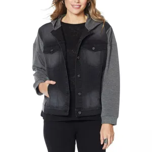 DG2 by Diane Gilman Women's Plus Size French Terry Stretch Denim Jean Jacket