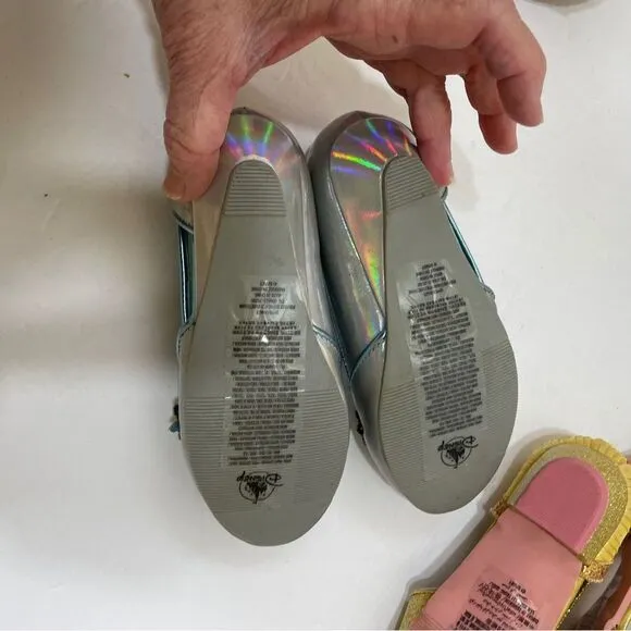 DISNEY PRINCESS SHOES..THREE PAIR.. ELSA. PRINCESS. BELLE.