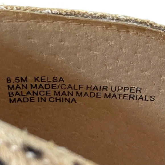 Dolce Vita Size 8 1/2 Genuine Calf Hair Cheetah Print Kelsa Flats in Cognac