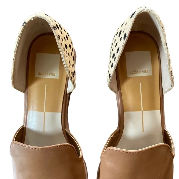 Dolce Vita Size 8 1/2 Genuine Calf Hair Cheetah Print Kelsa Flats in Cognac