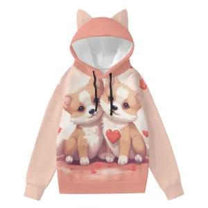 Double Dog Love Women’s Hoodie With Decorative Ears
