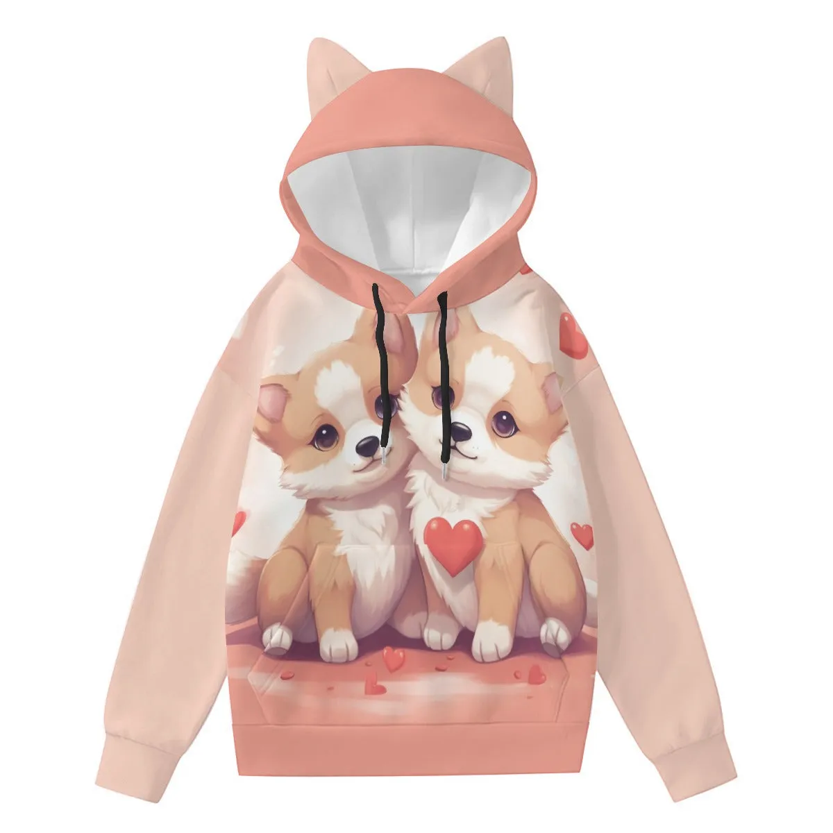 Double Dog Love Women’s Hoodie With Decorative Ears