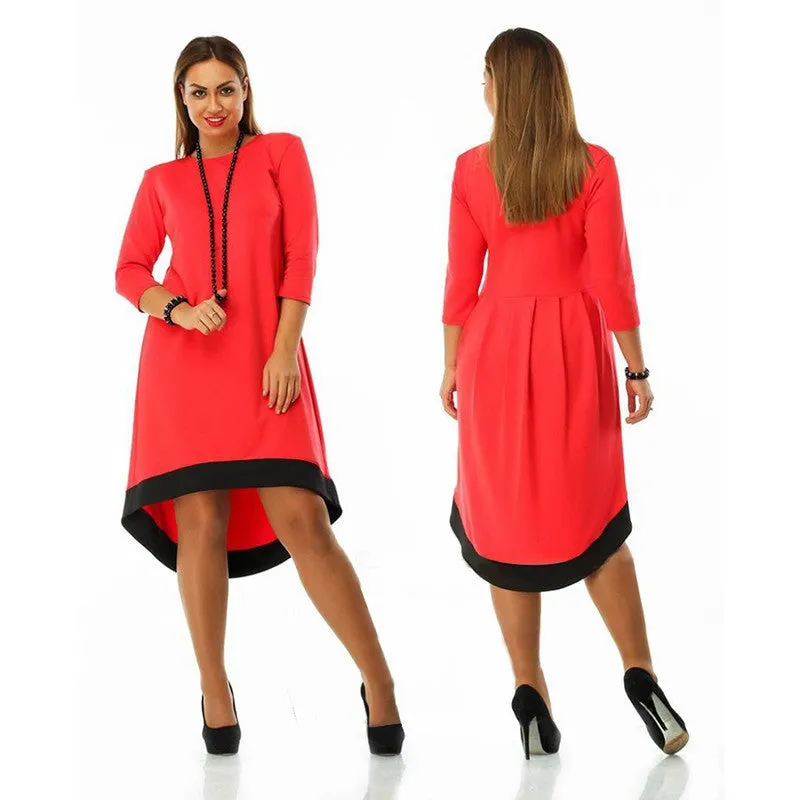 Dress Big Size Casual Red Black Dress Asymmetrical Dress Plus Size Women Clothing Vestidos